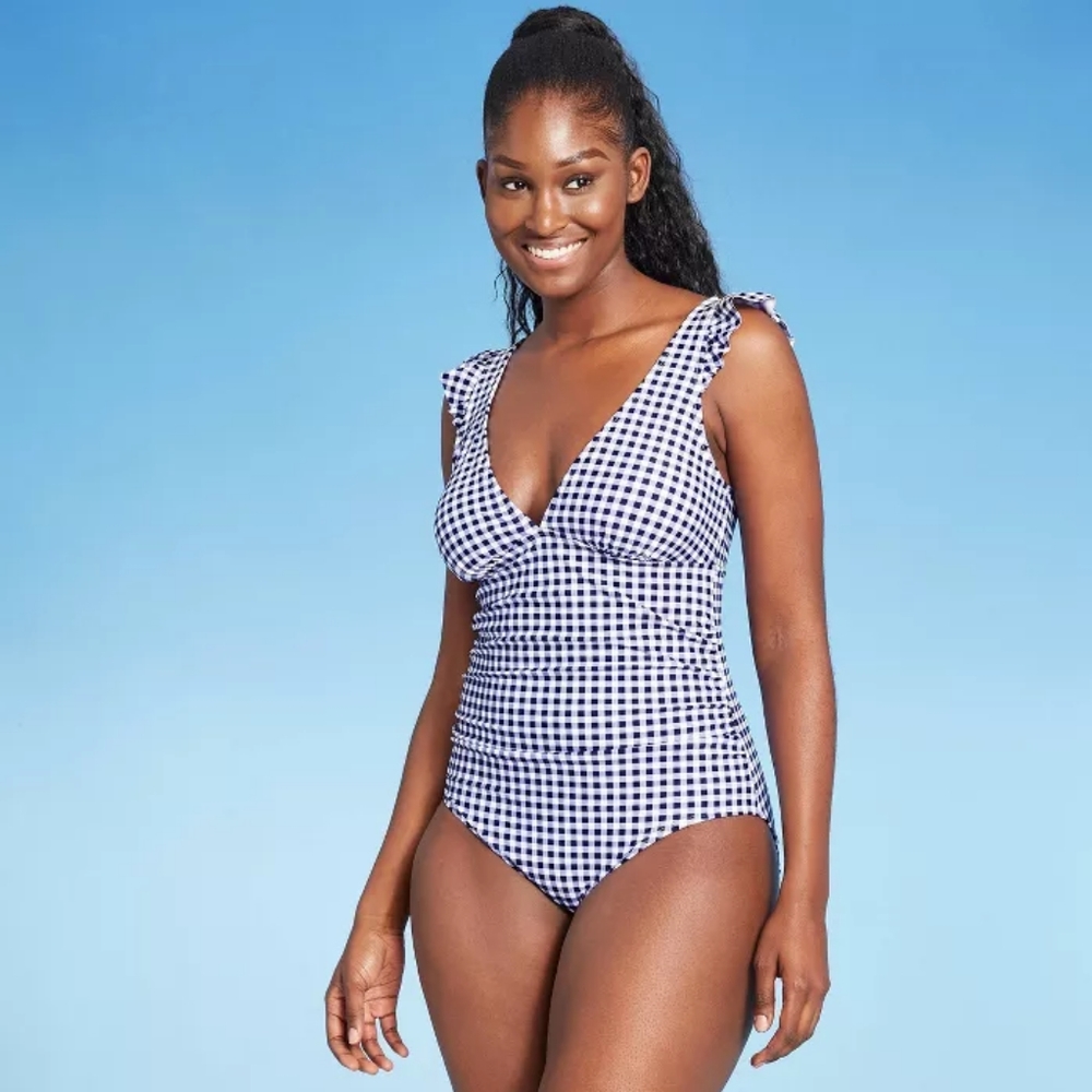 NWOT Kona Sol Gingham One Piece Bathing Suit